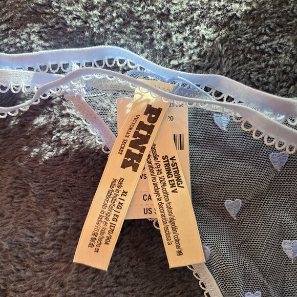 Victoria's Secret Pink! Light blue Wink double strap mesh V-string Panties XL - Picture 3 of 4
